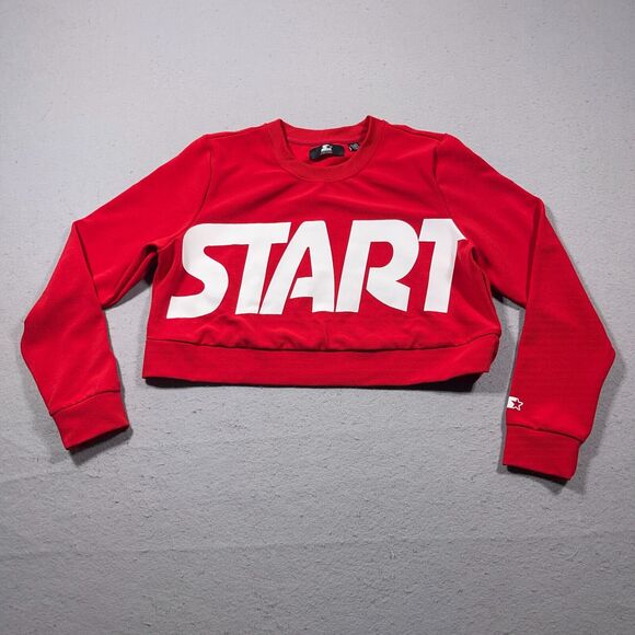 STARTER Tops - Starter‎ Sweatshirt Women XL Crop Sweater Red SPELLOUT Long Sleeve